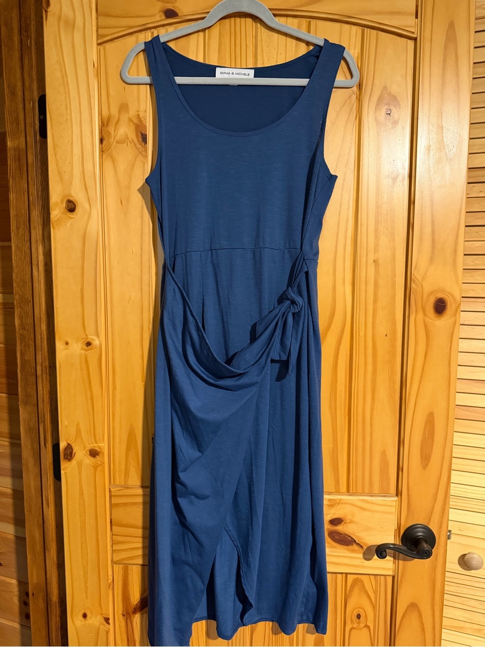 Emma & Michele Navy Sleeveless Tie-Front Midi Dress